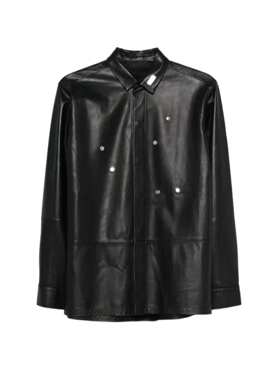 Heliot Emil Buttoned Leather Shirt In Black