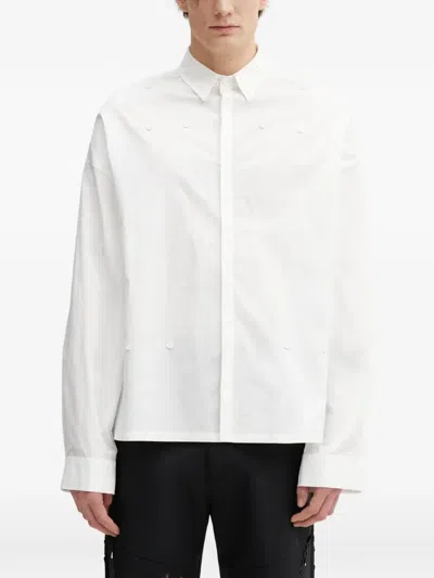 Heliot Emil Button-embellished Long-sleeved Shirt In White