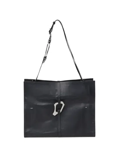 Heliot Emil Carabiner Leather Messenger Bag In Black