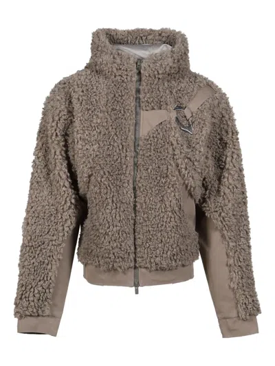 Heliot Emil Chiaroscuro Fleece Hooded Jacket In Brown