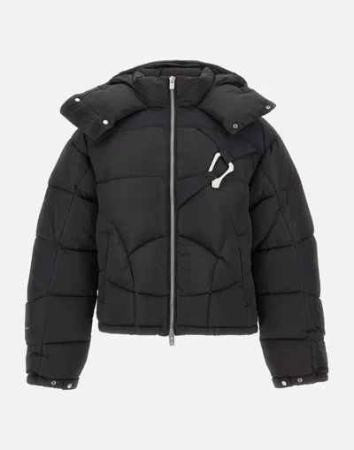 Heliot Emil He Abstract Zip-up Down Jacket In Black