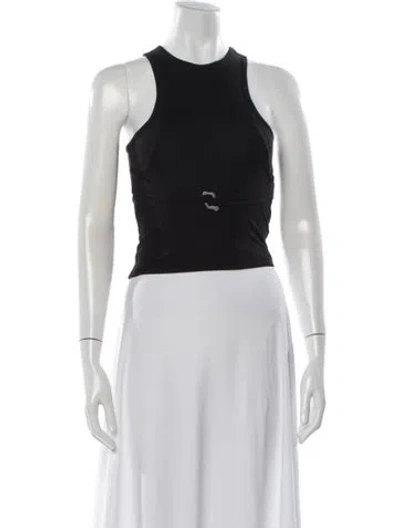 Pre-owned Heliot Emil Crew Neck Sleeveless Crop Top In Black