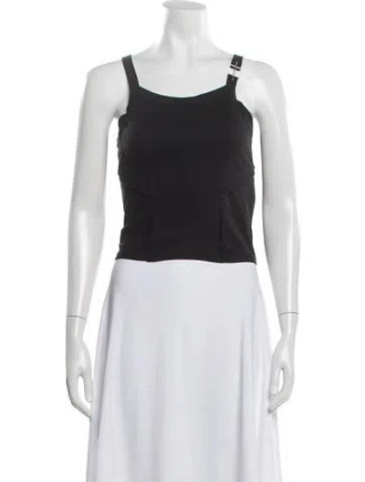 Pre-owned Heliot Emil Crew Neck Sleeveless Crop Top In Black