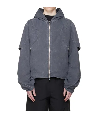 Heliot Emil Crinis Hooded Casual Jacket In Blue