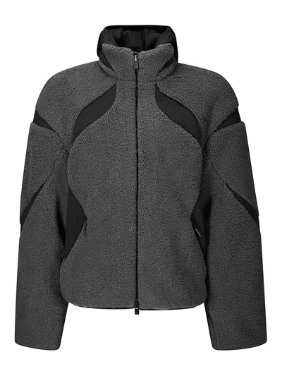 Heliot Emil Custos Fleece Jacket In Grey With Black