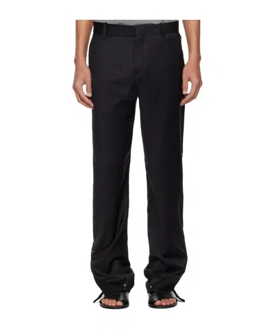 Heliot Emil Derby Tailored Belt Loop Wool Casual Pants In Black