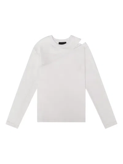 Heliot Emil Diagonal-seam Long-sleeve T-shirt In White