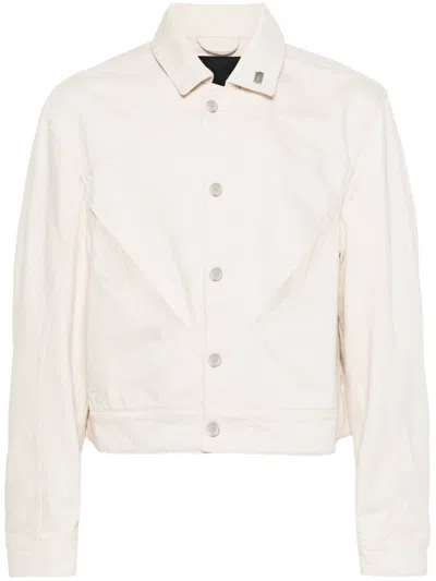 Heliot Emil Equisetum Cut-out Detail Denim Jacket In Neutrals