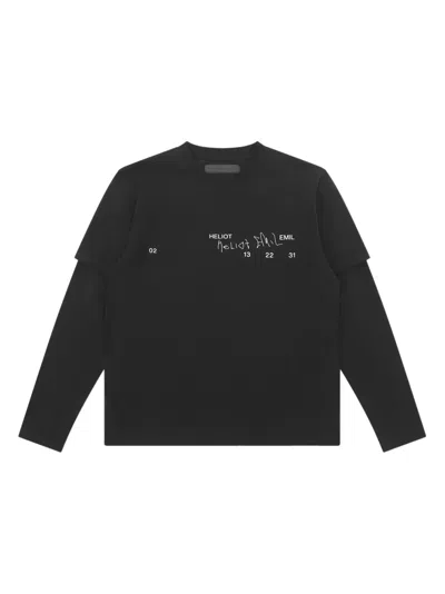 Heliot Emil Graphic-print Cotton Double-layer T-shirt In Black
