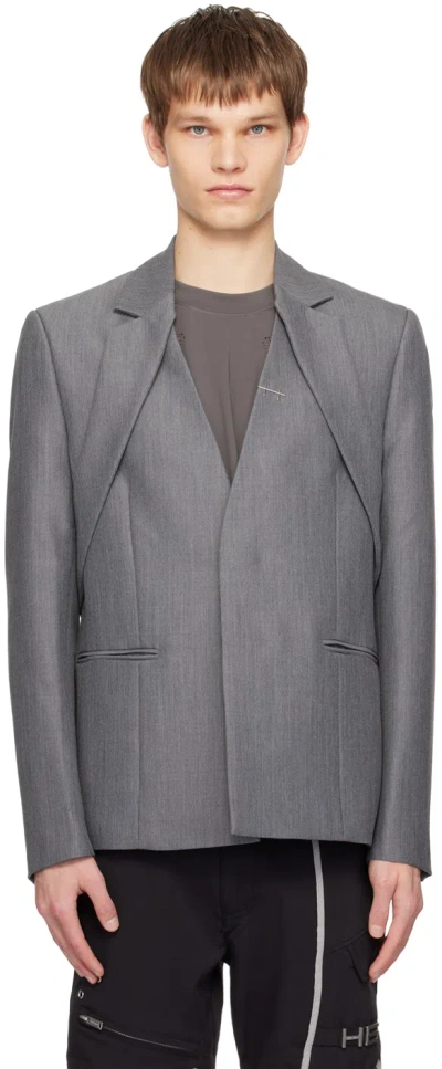 Heliot Emil Gray Kinetics Blazer In Light Grey Melange