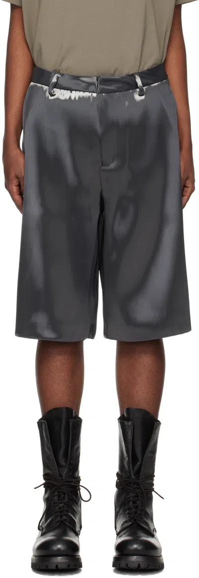 Heliot Emil Gray Liquid Metal Shorts