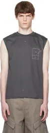 Heliot Emil Graphic-print Cotton Top In Gray