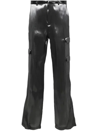 Heliot Emil Liquid Metal Straight-leg Cargo Trousers In Grey