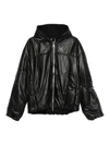 Heliot Emil Hooded Puffer Leather Coat In Black