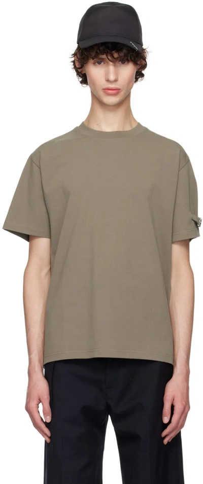 Heliot Emil Khaki Armband T-shirt In Dusty Green