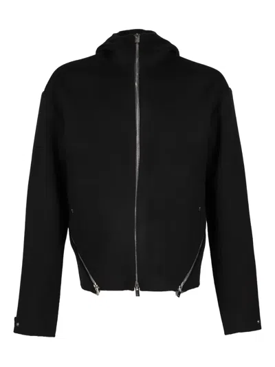 Heliot Emil Lasing Wool Zip-front Jacket In Black