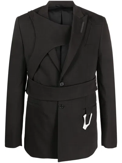 Heliot Emil Layered-effect Single Breasted Blazer In Black
