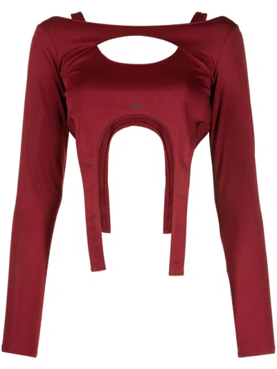 Heliot Emil Layered Long-sleeved Crop Top In Red