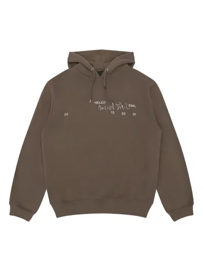 Heliot Emil Logo-print Hoodie In Brown