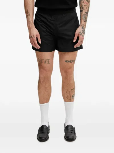 Heliot Emil Logo-plaque Elasticated-waist Shorts In Black