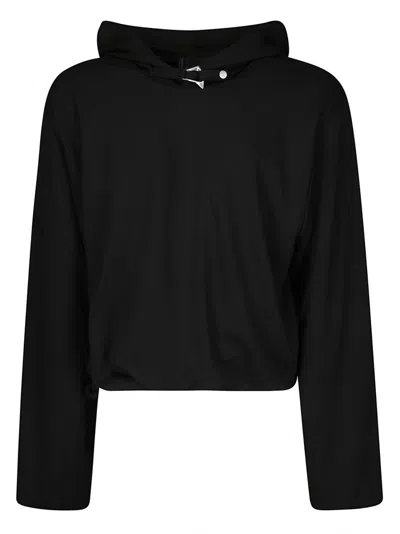 Heliot Emil Long-sleeved Cotton Sweatshirt With Hood And Metal Accent