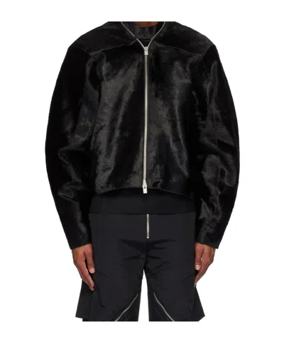 Heliot Emil Long-sleeved Leather Jacket In Black