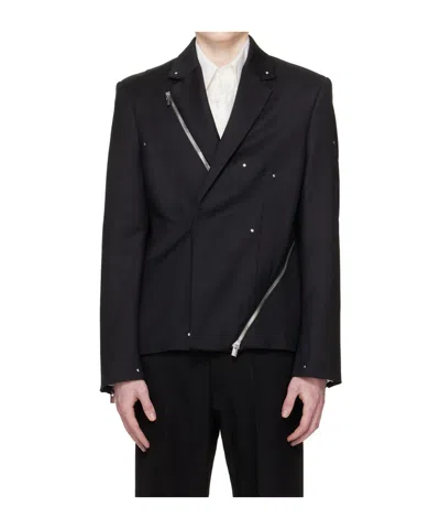 Heliot Emil Lucent Tailored Long-sleeve Wool Casual Jacket In Black