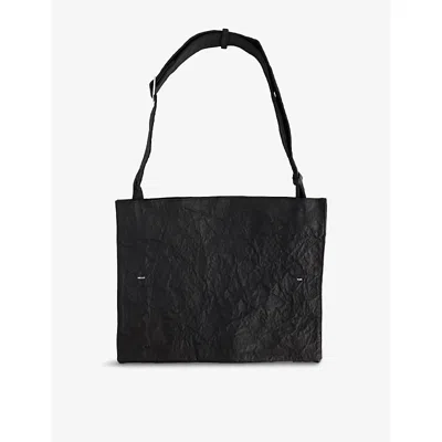 Heliot Emil Mens Armada Waxed Cotton Tote Bag Black