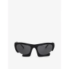 Heliot Emil Mens Shiny Black Axially Rectangle-frame Polyurethane Sunglasses In Shiny Black