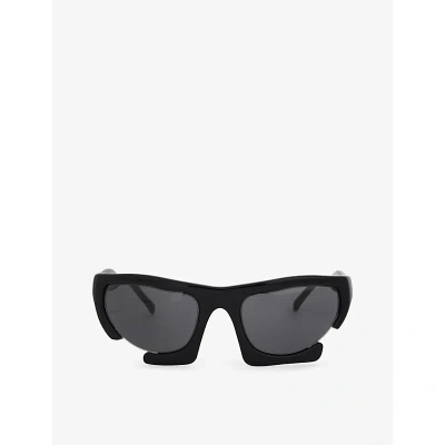Heliot Emil Mens Shiny Black Axially Rectangle-frame Polyurethane Sunglasses