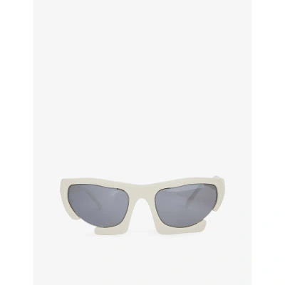 Heliot Emil Mens White Axially Rectangle-frame Polyurethane Sunglasses