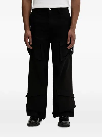 Heliot Emil Multi-pocket Wide-leg Cargo Pants In Black