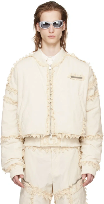 Heliot Emil Off-white Spherical Bomber Jacket In Stone