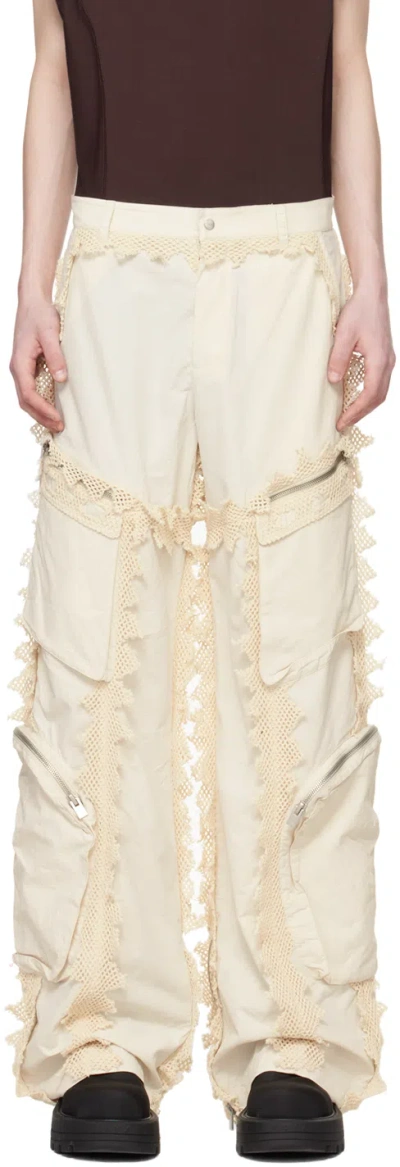 Heliot Emil Off-white Spherical Cargo Trousers In Stone