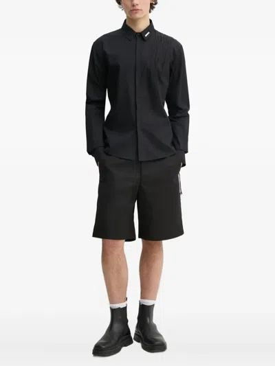 Heliot Emil Pleated-panel Shirt In Black