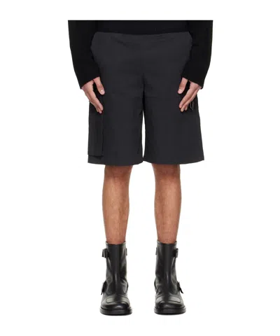 Heliot Emil Pulsar Elastic Waist Cargo Shorts In Black