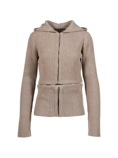 Heliot Emil Refracta Ribbed-knit Cardigan In Brown
