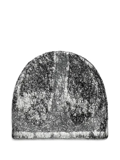 Heliot Emil Ribbed Metallic Beanie Hat In Gray