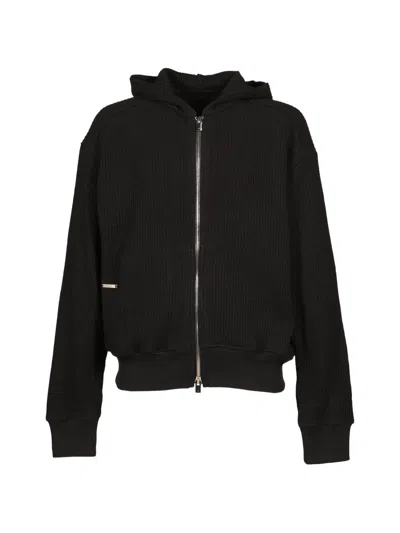 Heliot Emil Risset Waffle-knit Hoodie In Black