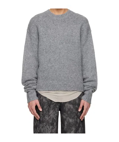 Heliot Emil Roan Alpaca Knit Crew Neck Sweater In Gray