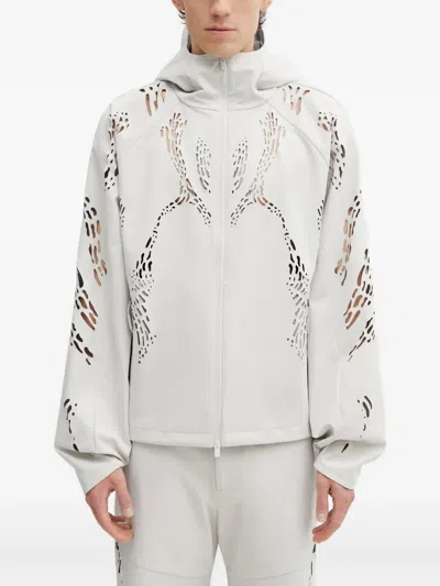 Heliot Emil Roan Cut-out Hooded Jacket In Gray