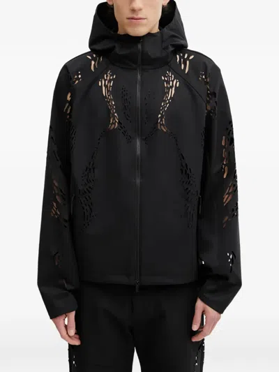 Heliot Emil Roan Laser-cut Hooded Jacket In Black