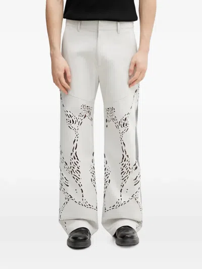Heliot Emil Roan Laser-cut Trousers In Gray