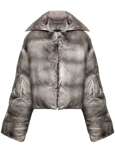 Heliot Emil Sculptural Down Puffer Jacket In Grey