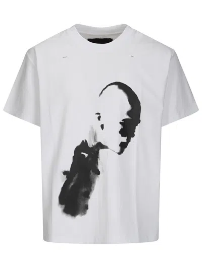 Heliot Emil Short-sleeved Crew Neck T-shirt With Artistic Front Print In White