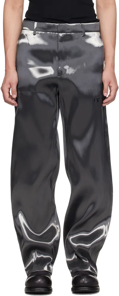 Heliot Emil Silver Liquid Metal Trousers In Gray