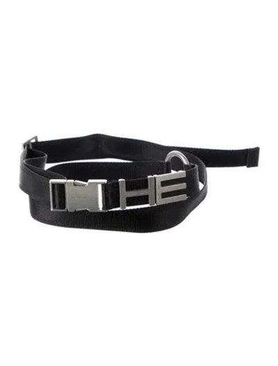 Pre-owned Heliot Emil Skinny Nylon Belt In Black