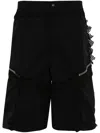 Heliot Emil Spherical Netting-detail Cargo Shorts In Black