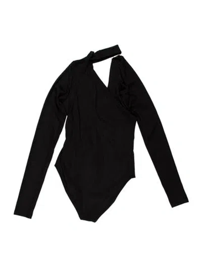 Pre-owned Heliot Emil V-neck Long Sleeve Bodysuit In Black