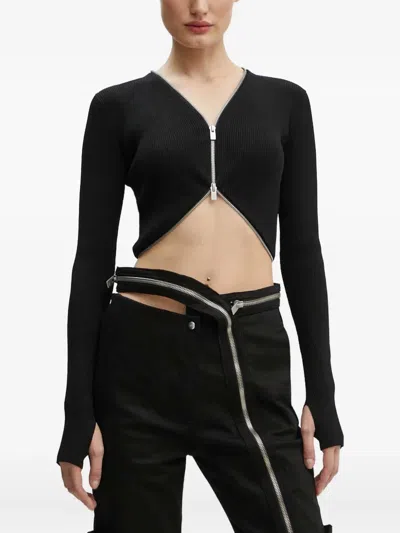 Heliot Emil Zip-fastening Knitted Top In Black